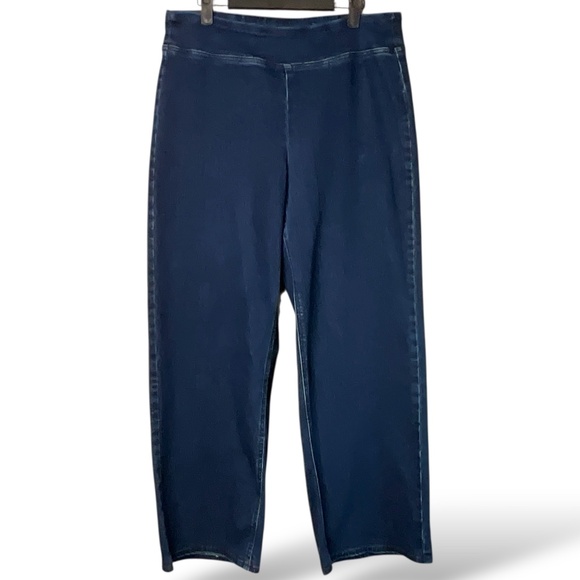 OLD NAVY Cotton Blend High Rise Weekender Wide Leg Dark Wash Pull On Jeans Sz 12 - Picture 1 of 9